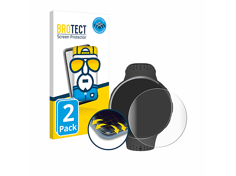 BROTECT 2x Flex Full-Cover 3D Curved Schutzfolie(für Polar Pacer Pro)