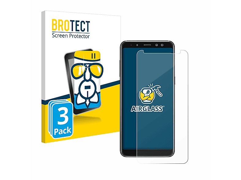 Airglass Samsung 2018) BROTECT A8 klare 3x Schutzfolie(für Galaxy