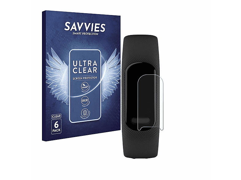 SAVVIES 6x klare Schutzfolie (für Garmin Vivosmart 5)