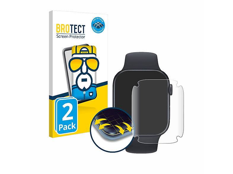 mm)) (45 BROTECT Watch 2x Apple Curved Schutzfolie(für 3D Flex Full-Cover Series 7