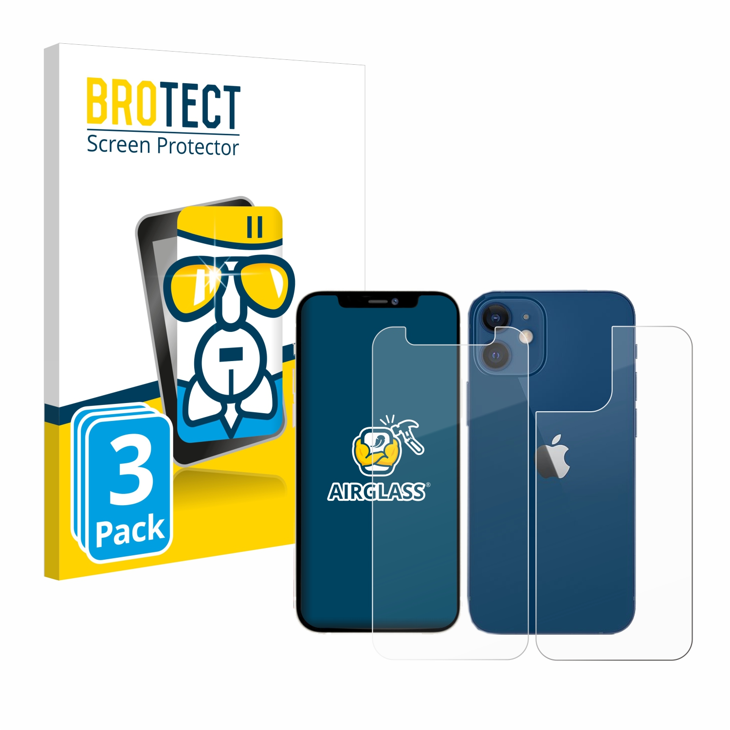 12 Apple klare iPhone Schutzfolie(für Airglass BROTECT mini) 3x