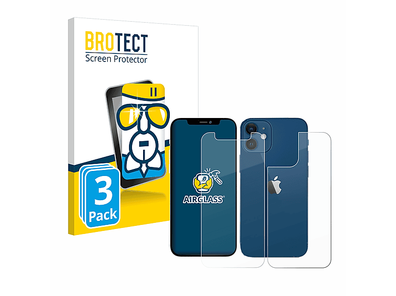 BROTECT 3x Airglass klare iPhone mini) 12 Apple Schutzfolie(für