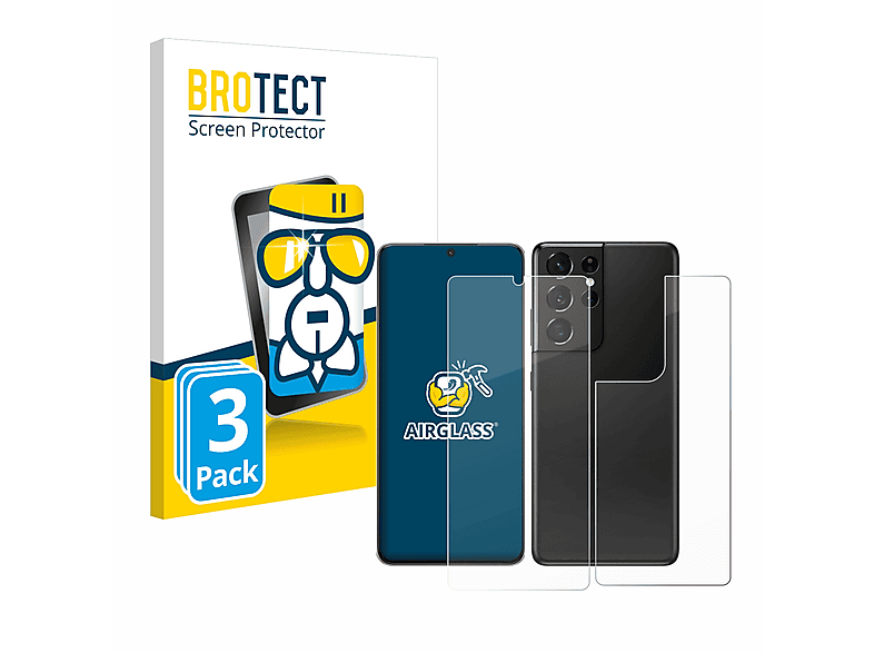 BROTECT 3x Airglass klare Schutzfolie(für Samsung Galaxy 5G) S21 Ultra
