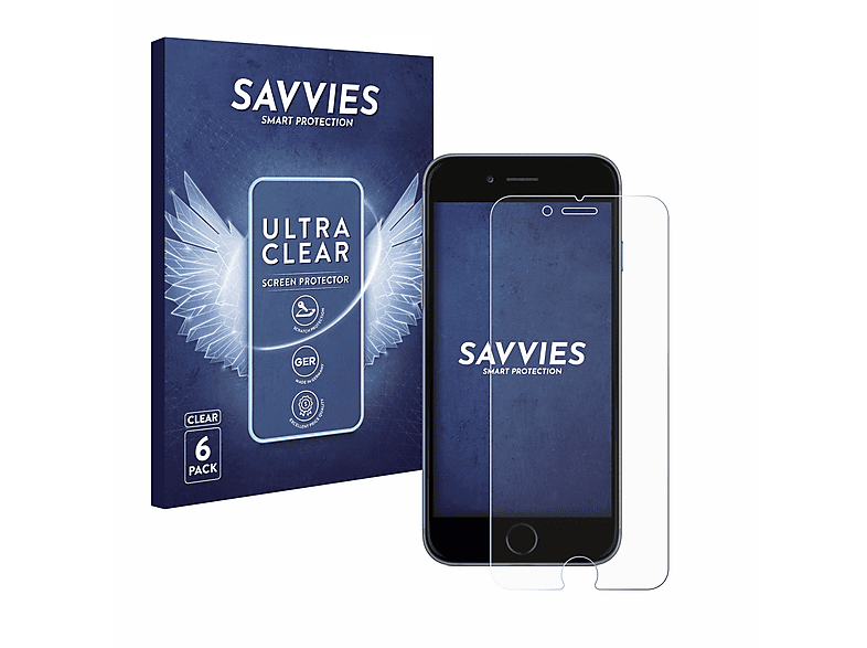SAVVIES 6x klare Schutzfolie(für Apple iPhone 6)