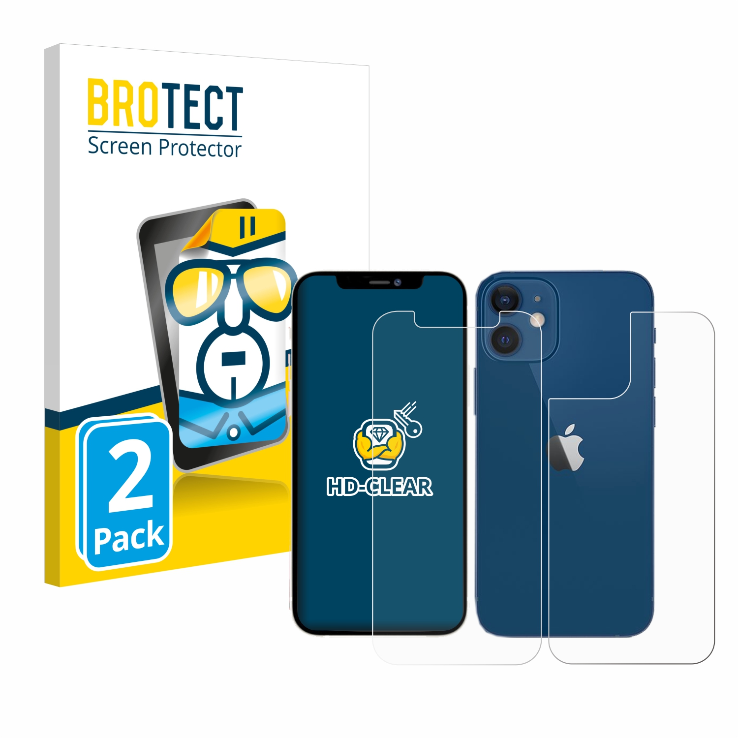 BROTECT 12) Apple 2x iPhone Schutzfolie(für klare