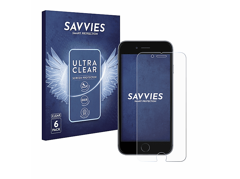 SAVVIES 6x klare Schutzfolie(für Apple iPhone 6S)