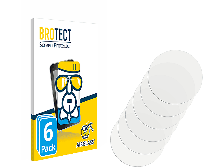 BROTECT 6x Airglass klare Schutzfolie(für Universal Armbanduhren (Kreisrund, ø: 40.5 mm))