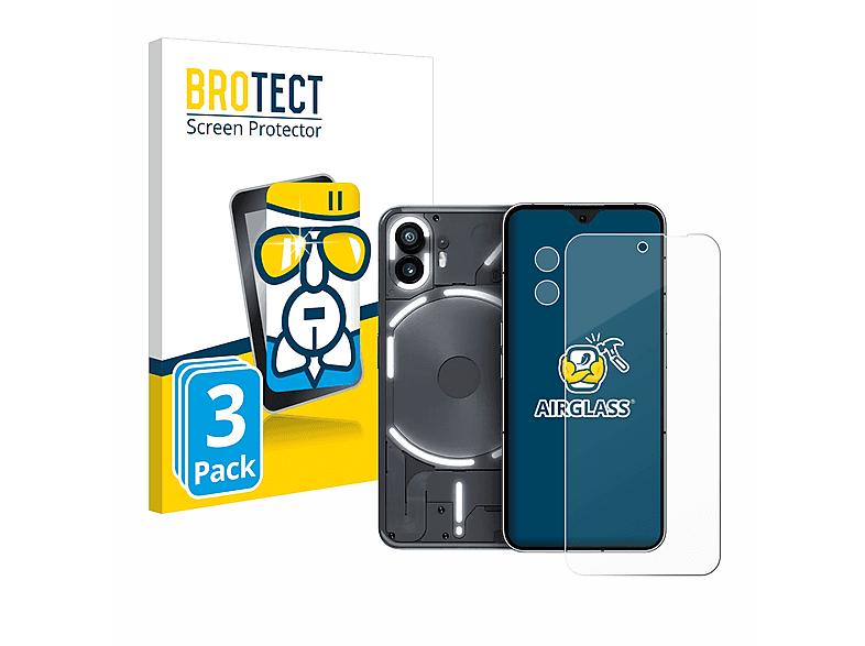 Airglass Schutzfolie(für klare (2)) 3x Nothing BROTECT Phone