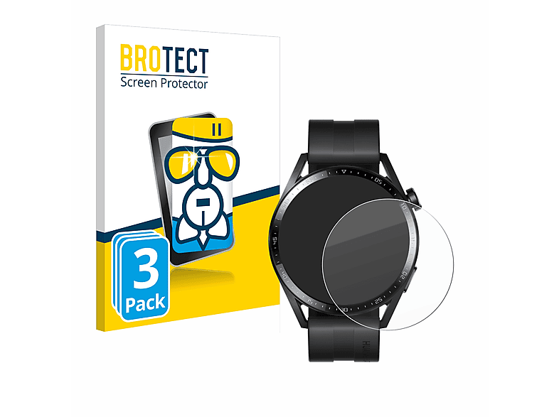 BROTECT 3x Airglass klare Schutzfolie(für Huawei Watch GT 3 (46 mm))