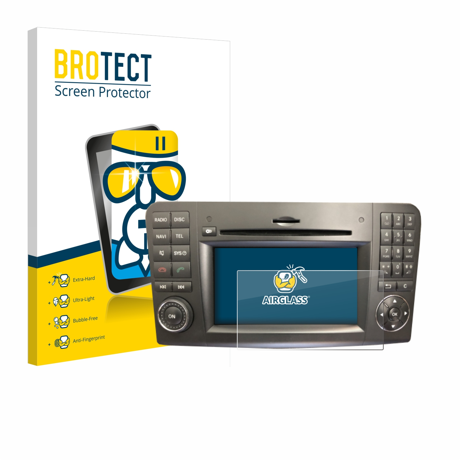 BROTECT Airglass klare Schutzfolie(für Mercedes-Benz APS 2.5) Comand
