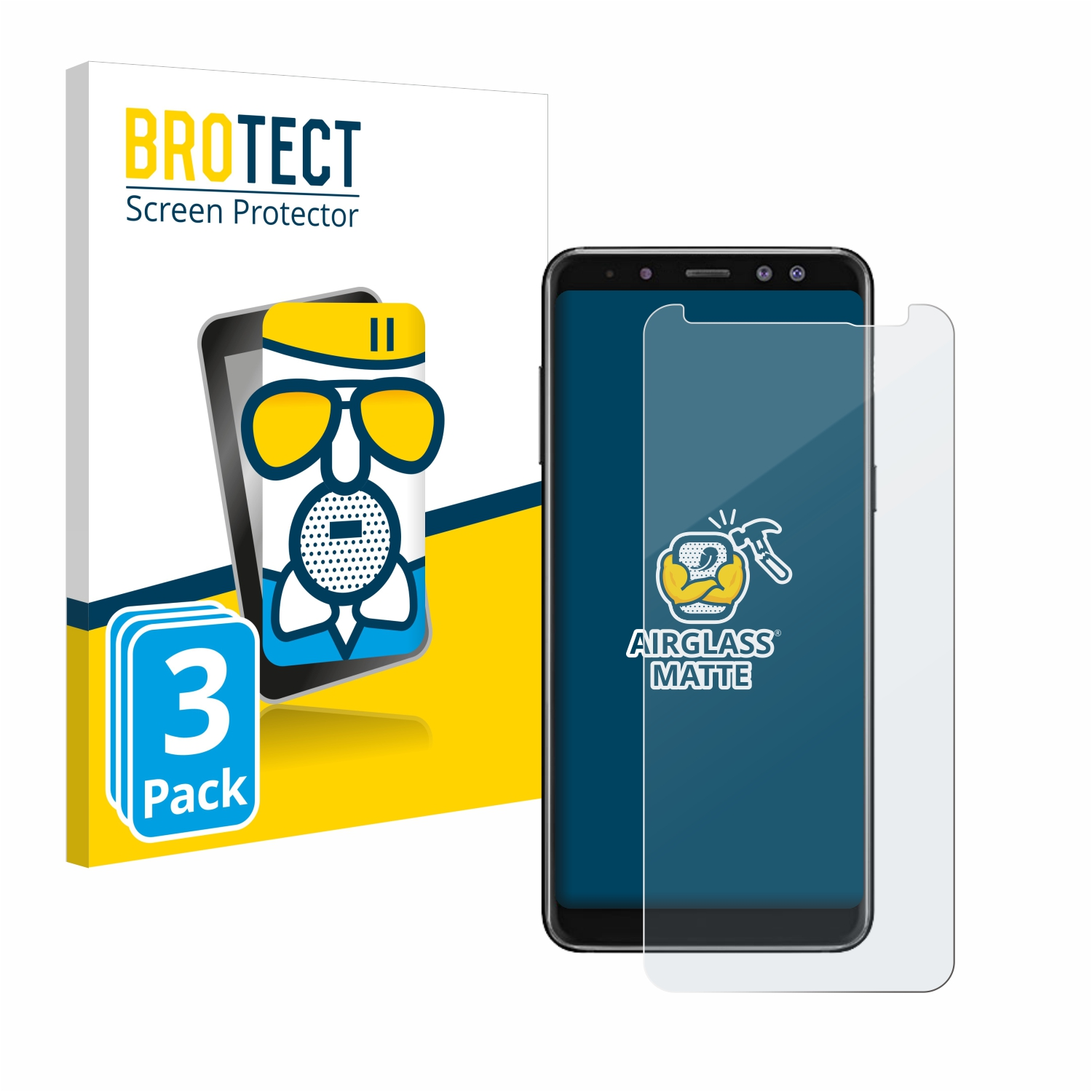 BROTECT 3x Airglass 2018) A8 Galaxy matte Samsung Schutzfolie(für