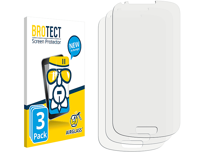 BROTECT 3x klare Samsung I8190) S3 Airglass Mini Schutzfolie(für Galaxy