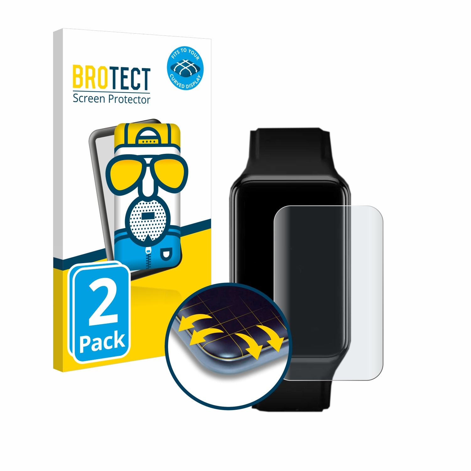BROTECT 2x Flex matt Watch Full-Cover Curved 3D Schutzfolie(für Free) Oppo