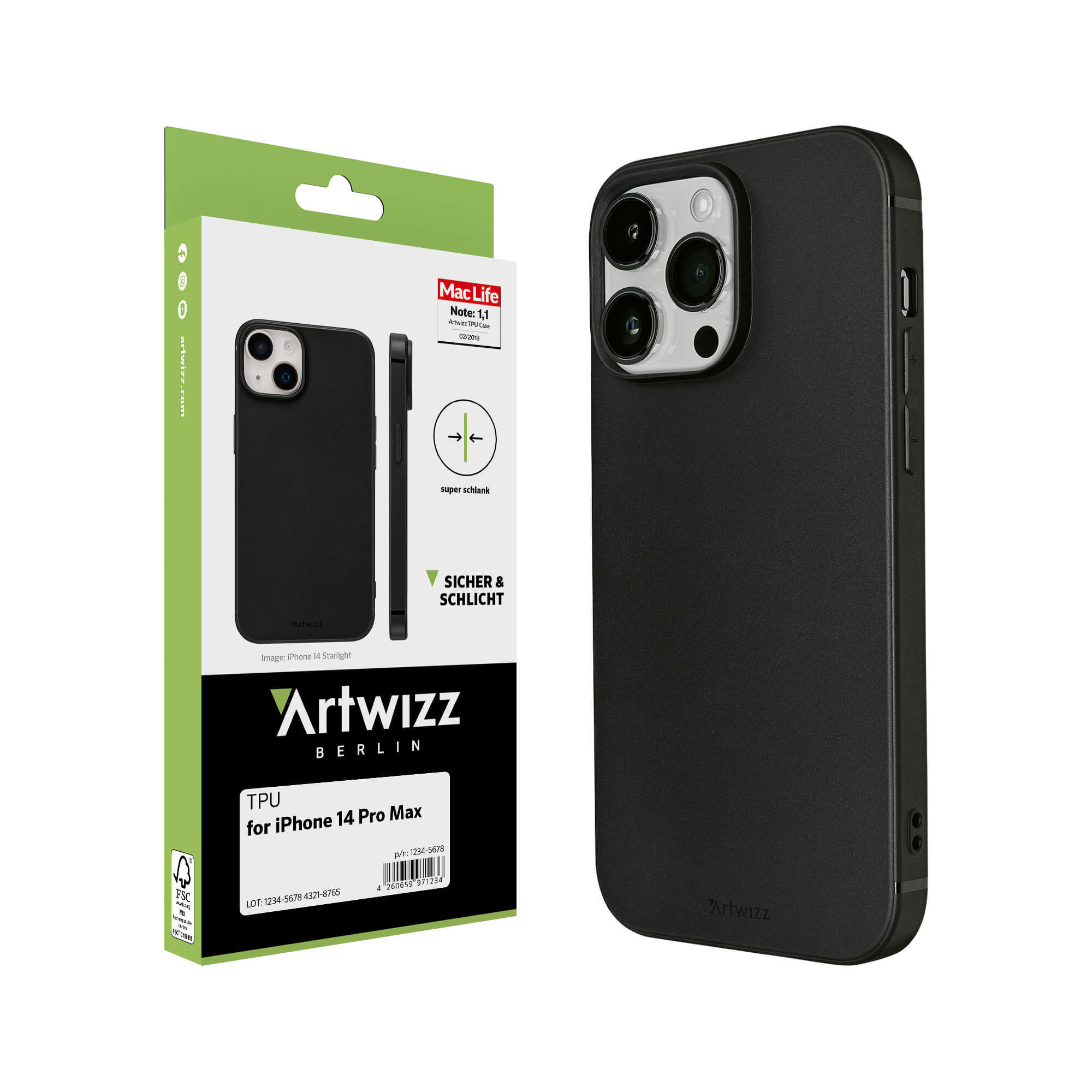 ARTWIZZ TPU Case, Backcover, Apple, iPhone Schwarz 14 Pro Max
