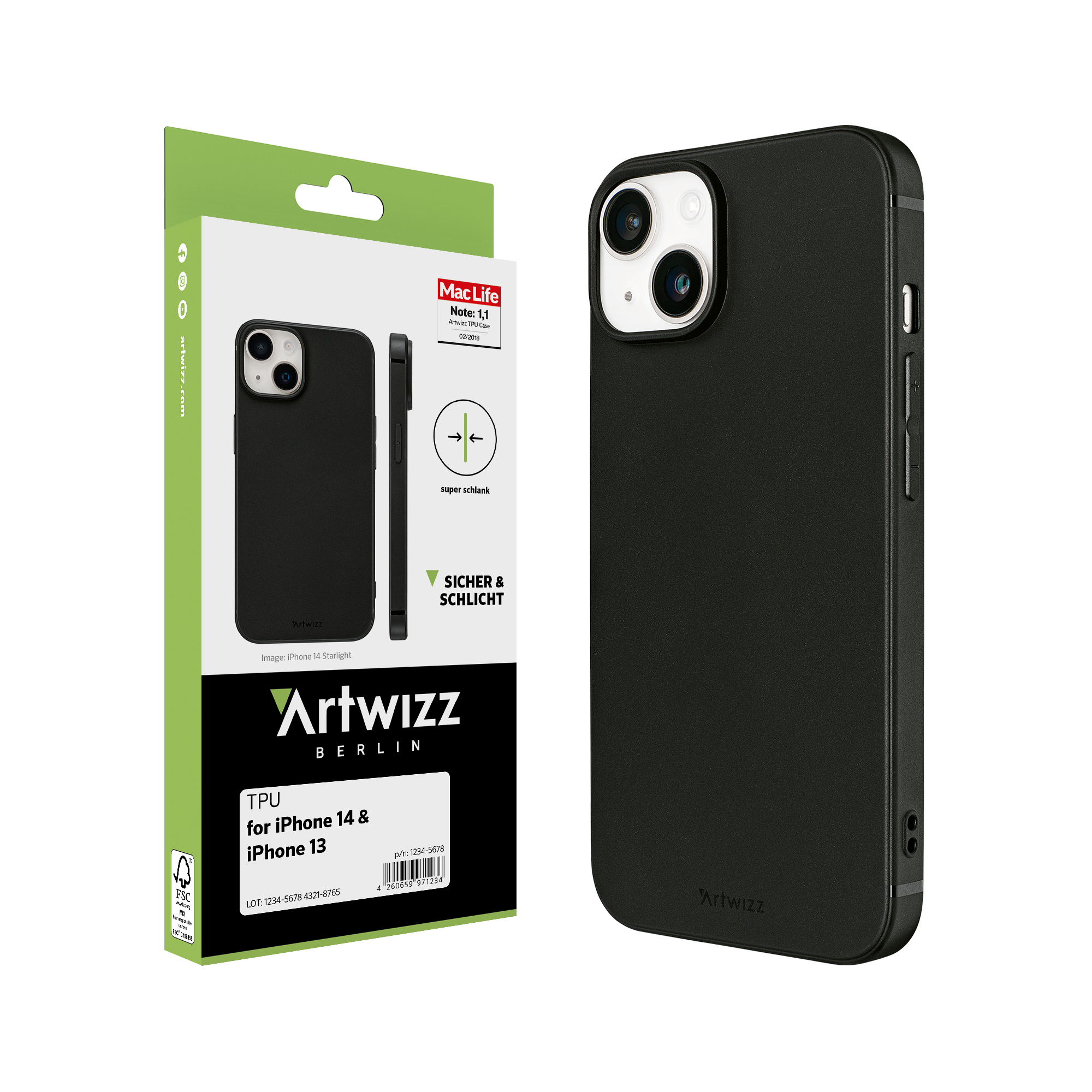 ARTWIZZ TPU Case, Backcover, iPhone iPhone Apple, 13, 14, Schwarz