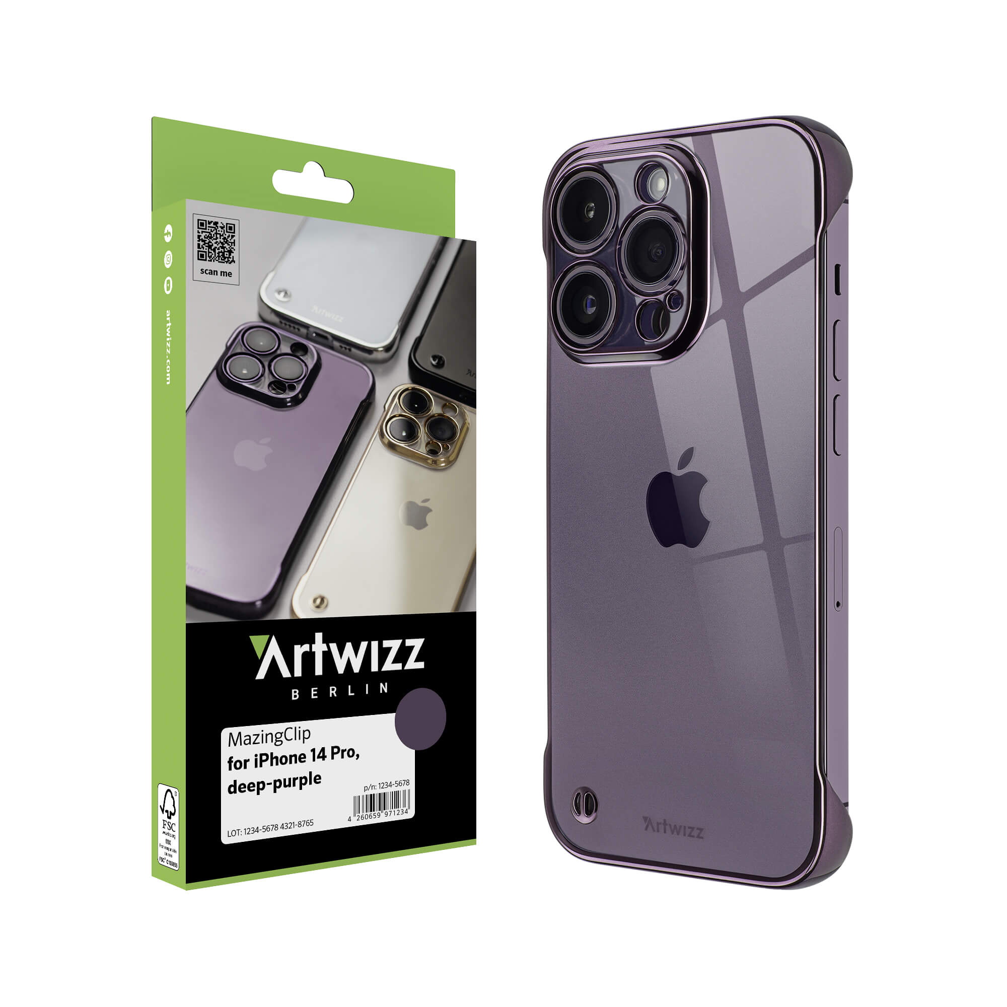ARTWIZZ MazingClip, Backcover, Lila 14 Apple, iPhone Pro