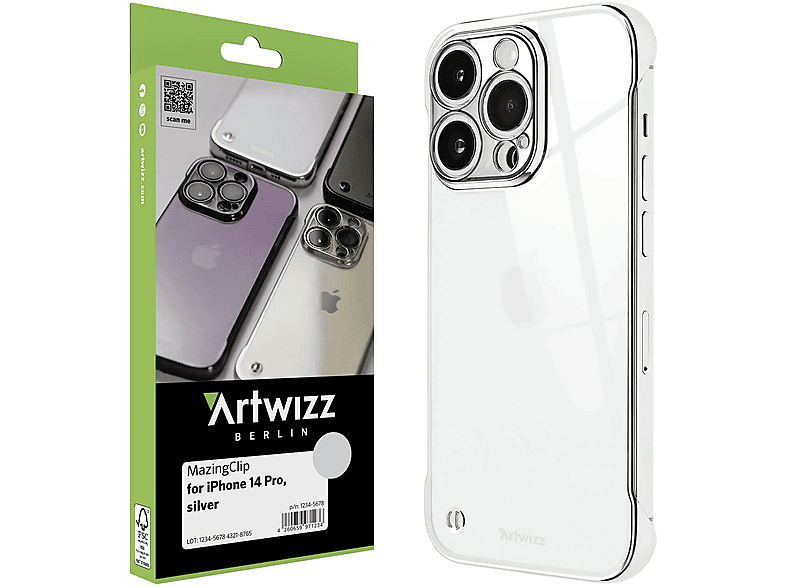 ARTWIZZ MazingClip, Backcover, Silber 14 Pro, Apple, iPhone