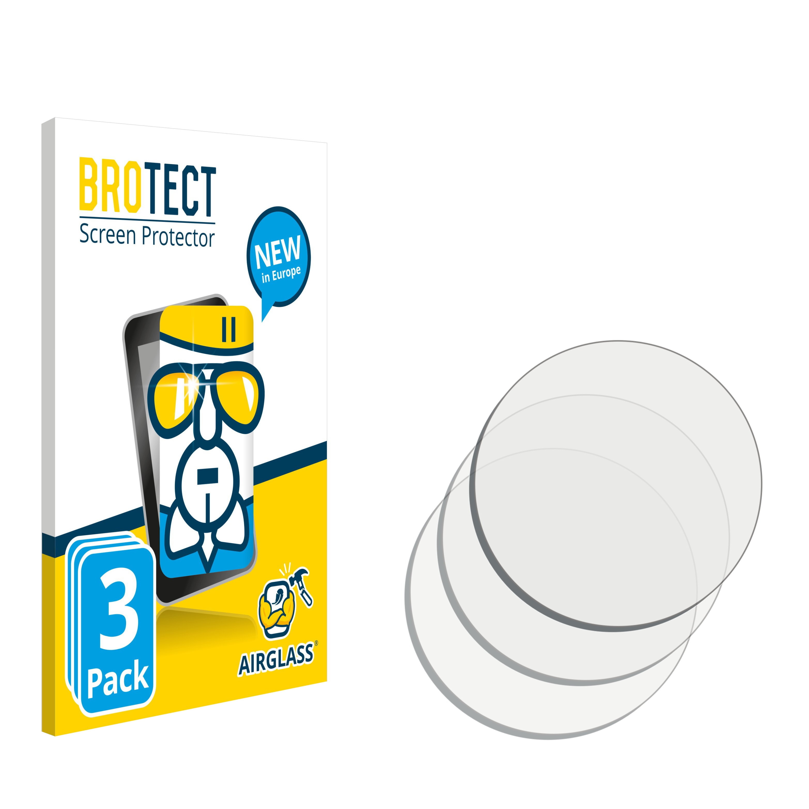 BROTECT 3x Airglass klare Schutzfolie(für Universal Armbanduhren ø: mm)) (Kreisrund, 16