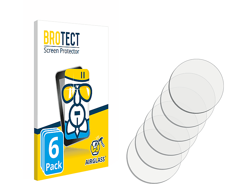 BROTECT 6x Airglass klare Schutzfolie(für Universal Armbanduhren (Kreisrund, ø: 18 mm)) | Smartwatch Schutzfolien & Gläser