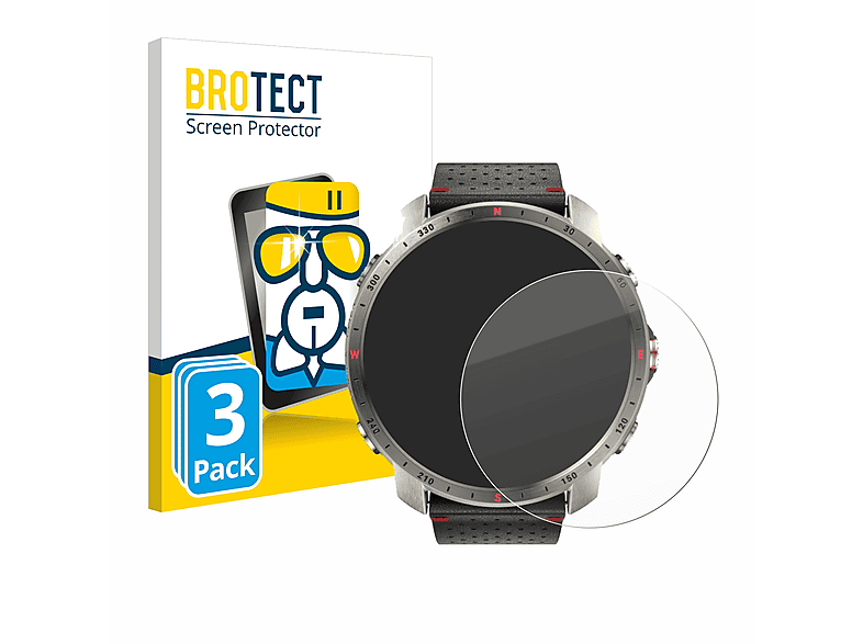 BROTECT 3x Airglass klare Schutzfolie(für Polar Grit X Pro Titan) | Smartwatch Schutzfolien & Gläser