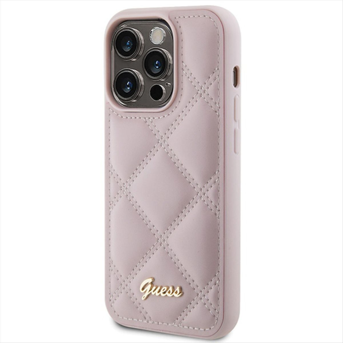 Max, Quilted Logo Apple, Backcover, iPhone Metal Hülle, Pro 15 Design GUESS Pink