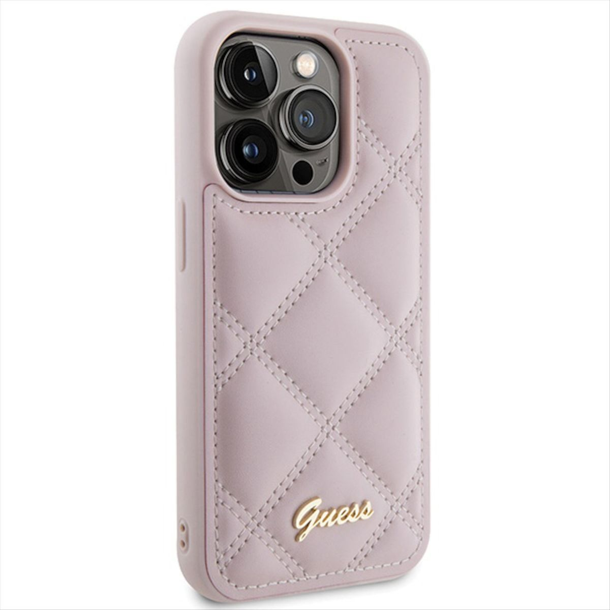 Max, Quilted Logo Apple, Backcover, iPhone Metal Hülle, Pro 15 Design GUESS Pink