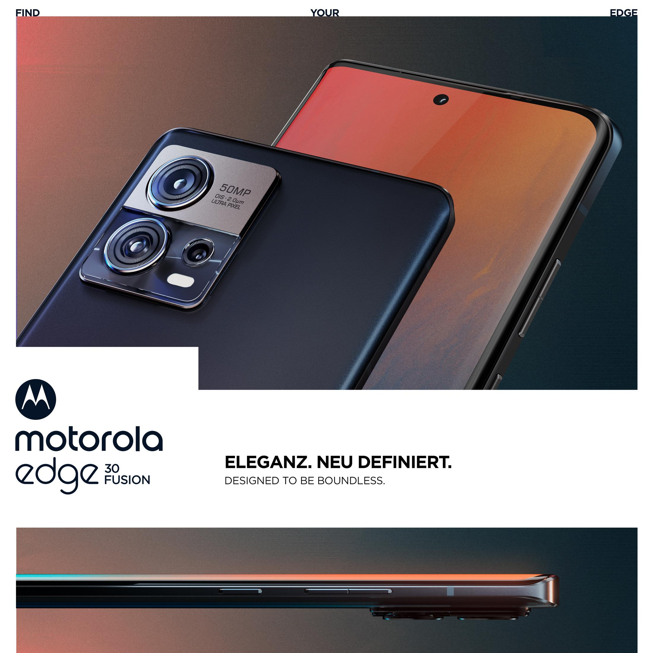 Dwa telefony, czarny i pomarańczowy, z widocznym aparatem czarnego telefonu i tekstem.