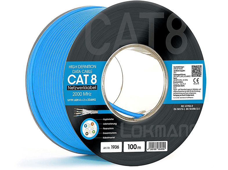 LOKMANN 2000 MHz S/FTP Simplex, Netzwerkkabel, 100 m