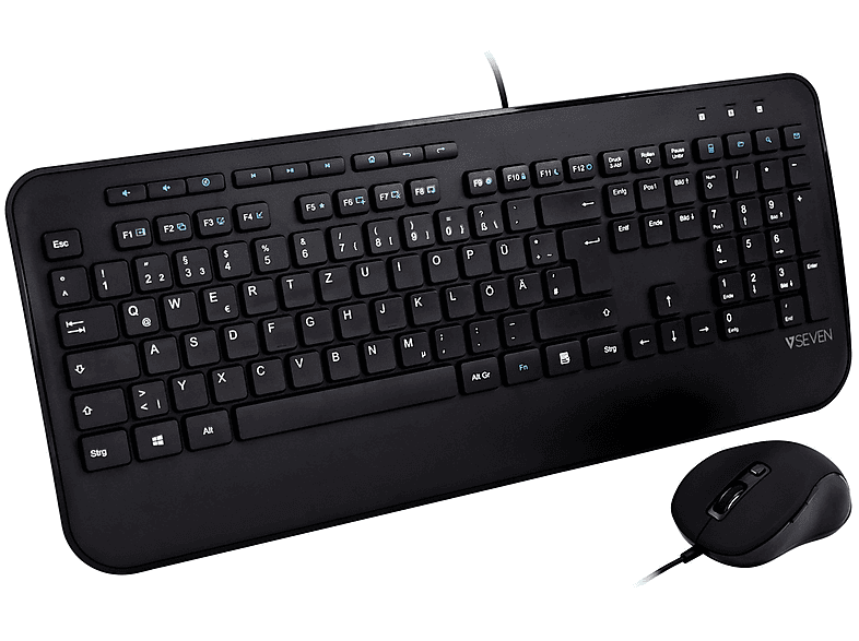 V7 CKU300DE, Schwarz Tastatur Maus Set