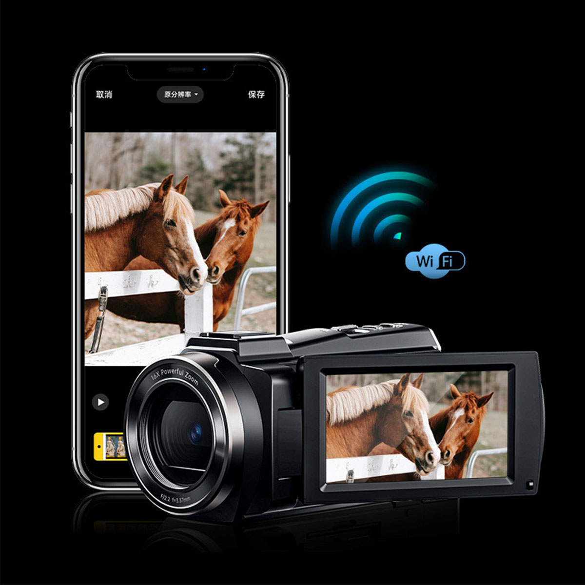 BRIGHTAKE 5K Outdoor Digitalkamera Akkulaufzeit, Shot DV Kamera Schwarz- mit und langer WiFi Night 48 MP