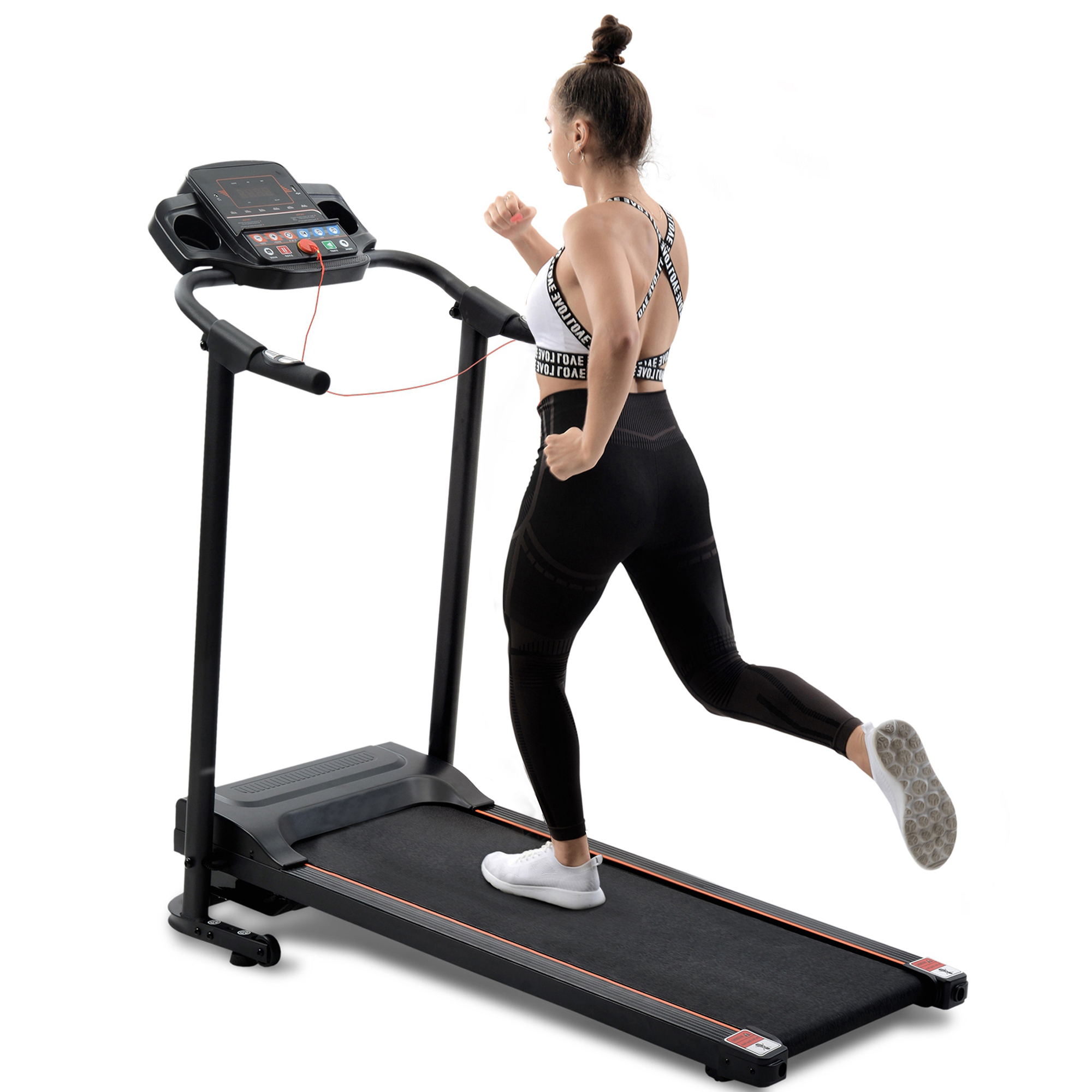 LINGDA Faltbare Laufband-Laufmaschine Schwarz Heimgymnastik-Fitness mit für Laufband, Lautsprecher