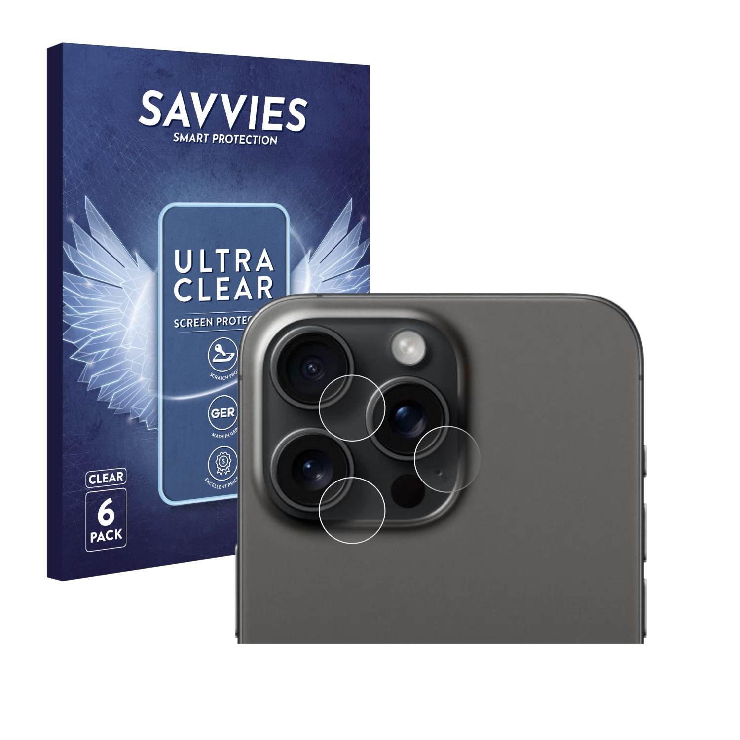 SAVVIES 6x klare iPhone Pro Max) Apple Schutzfolie(für 15