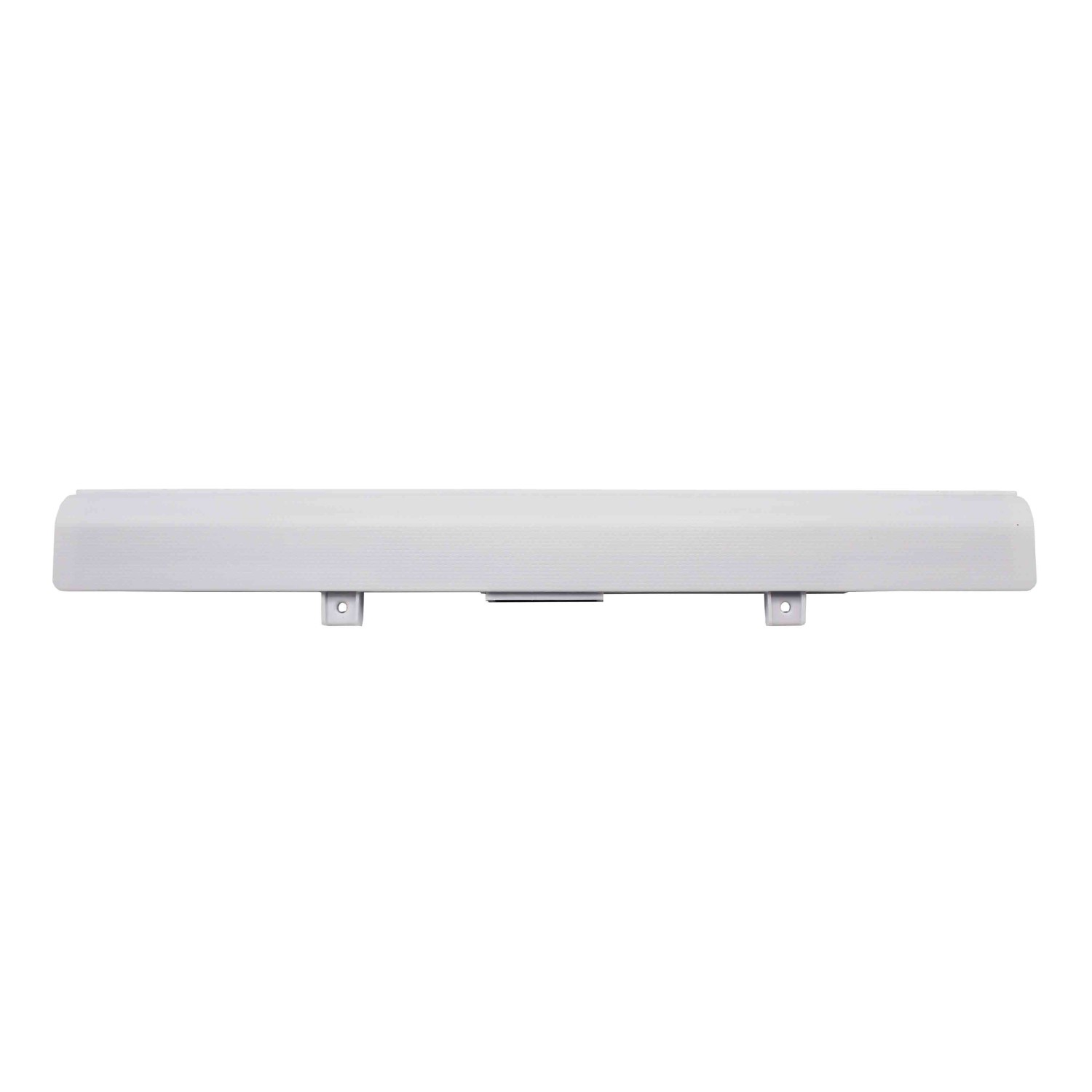 Pieza de plástico blanco con dos puntos de montaje. Es un componente largo y rectangular.