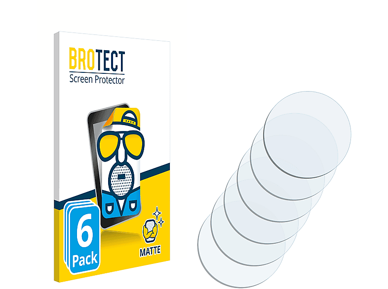 BROTECT 6x matte Schutzfolie(für Universal Armbanduhren (Kreisrund, ø: 22 mm))