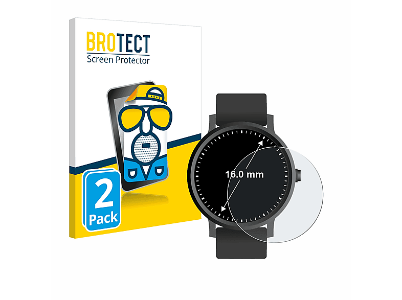 BROTECT 2x ø: matte mm)) Schutzfolie(für 16 Universal Armbanduhren (Kreisrund