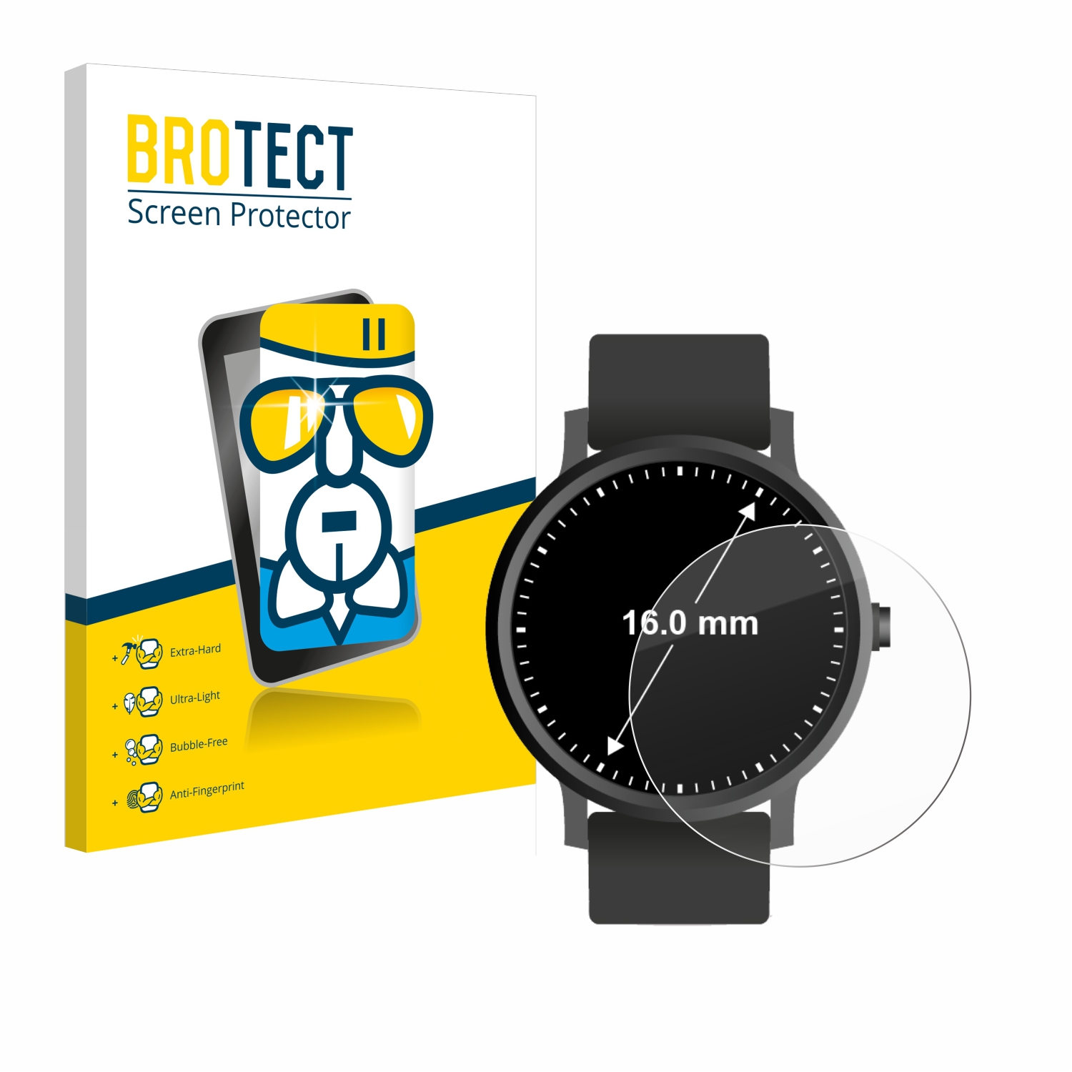 BROTECT Airglass klare Schutzfolie(für Universal ø: mm)) (Kreisrund, 16 Armbanduhren