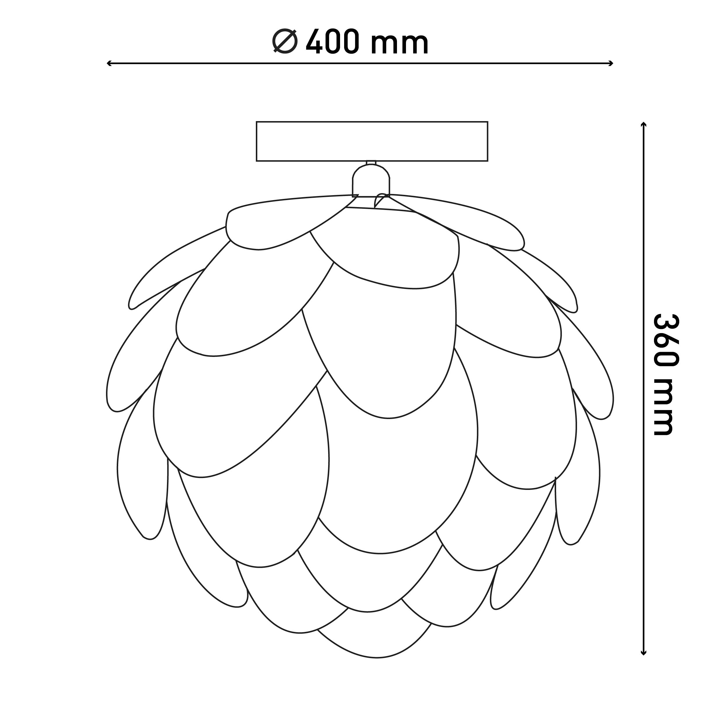 Umriss einer Leuchte. Es ist weiß, mit einem Blütenblattdesign.