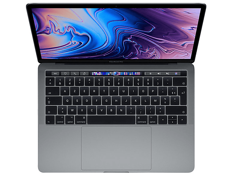 APPLE REFURBISHED (*) Space i5 128 Zoll Bar MacBook RAM, 2019, 8 notebook Touch Prozessor, SSD, Refurbished Grau Core™ Pro Display, Intel® 13,3 GB 13\