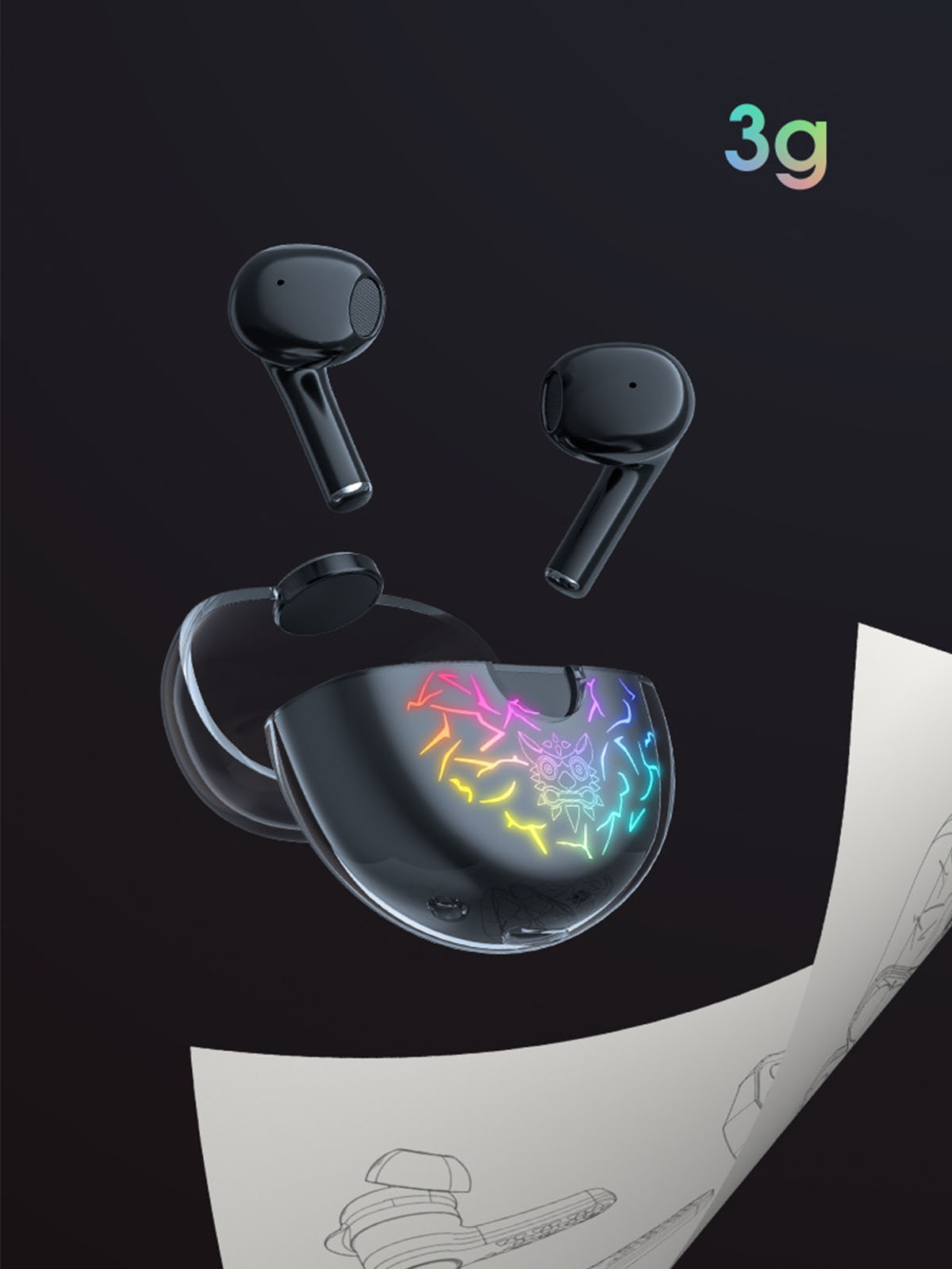 BRIGHTAKE Kabelloses TWS-Headset, Geräuschunterdrückung, NFC, In-ear Black beidseitiger Bluetooth-Kopfhörer Stereoklang