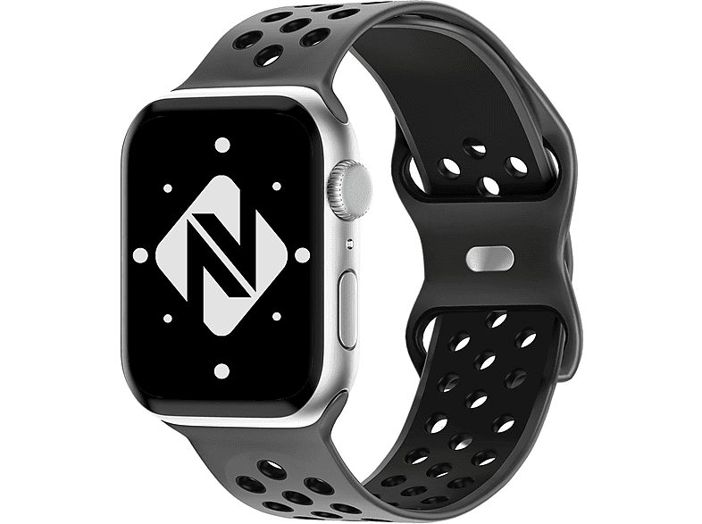 Watch Armband, Grau Apple Smart-Watch Airflow Ersatzarmband, 42mm/44mm/45mm/49mm, Apple, NALIA Silikon Schwarz