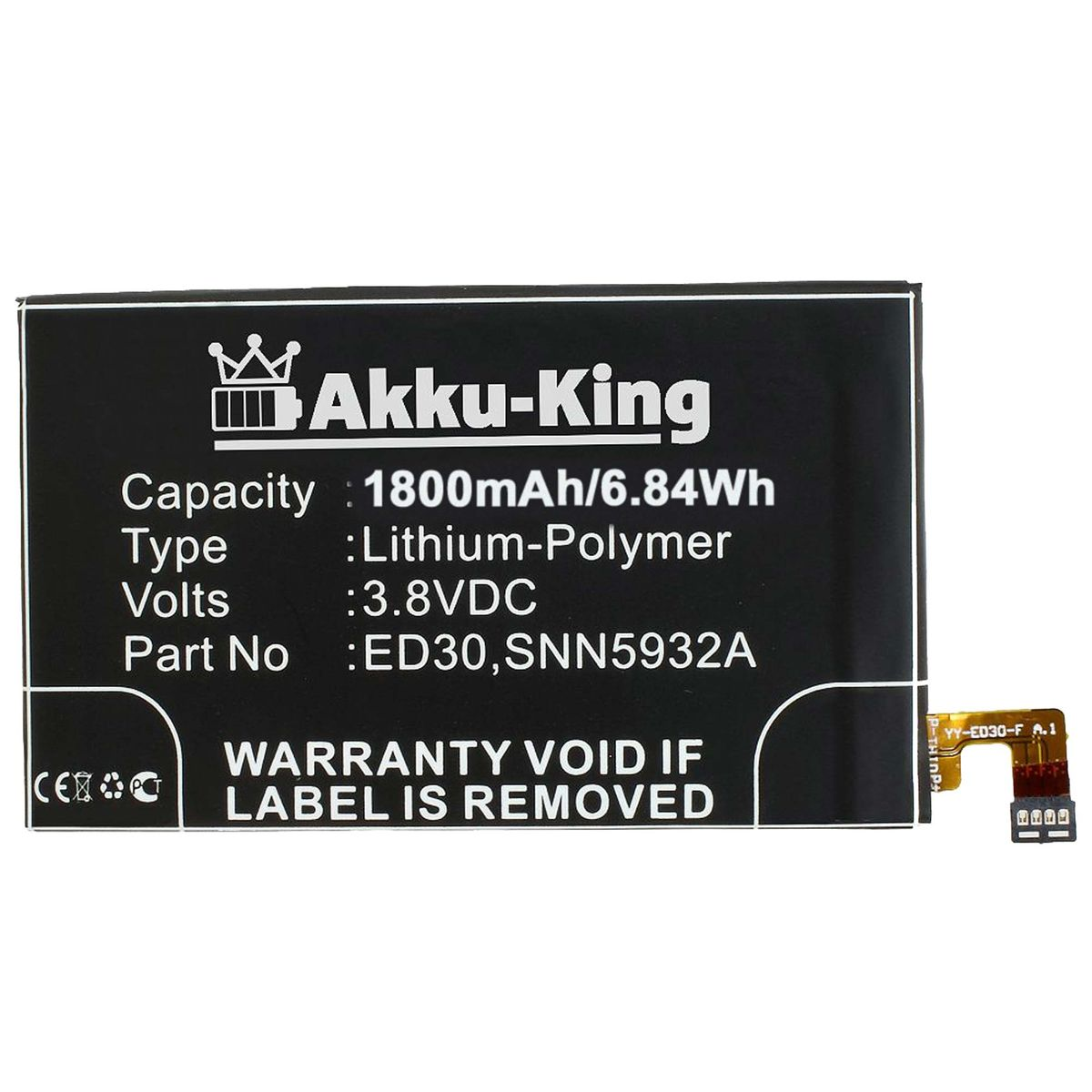 AKKU-KING 3.8 Handy-Akku, ED30 kompatibel Volt, mit Motorola Akku 1800mAh Li-Polymer