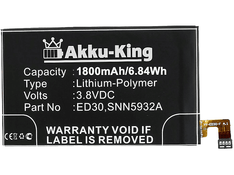 AKKU-KING Akku kompatibel mit Motorola ED30 Li-Polymer Handy-Akku, 3.8 Volt, 1800mAh
