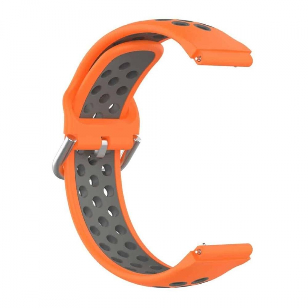 Orangenes und graues Armband. Perforiertes Design. Metallverschluss.