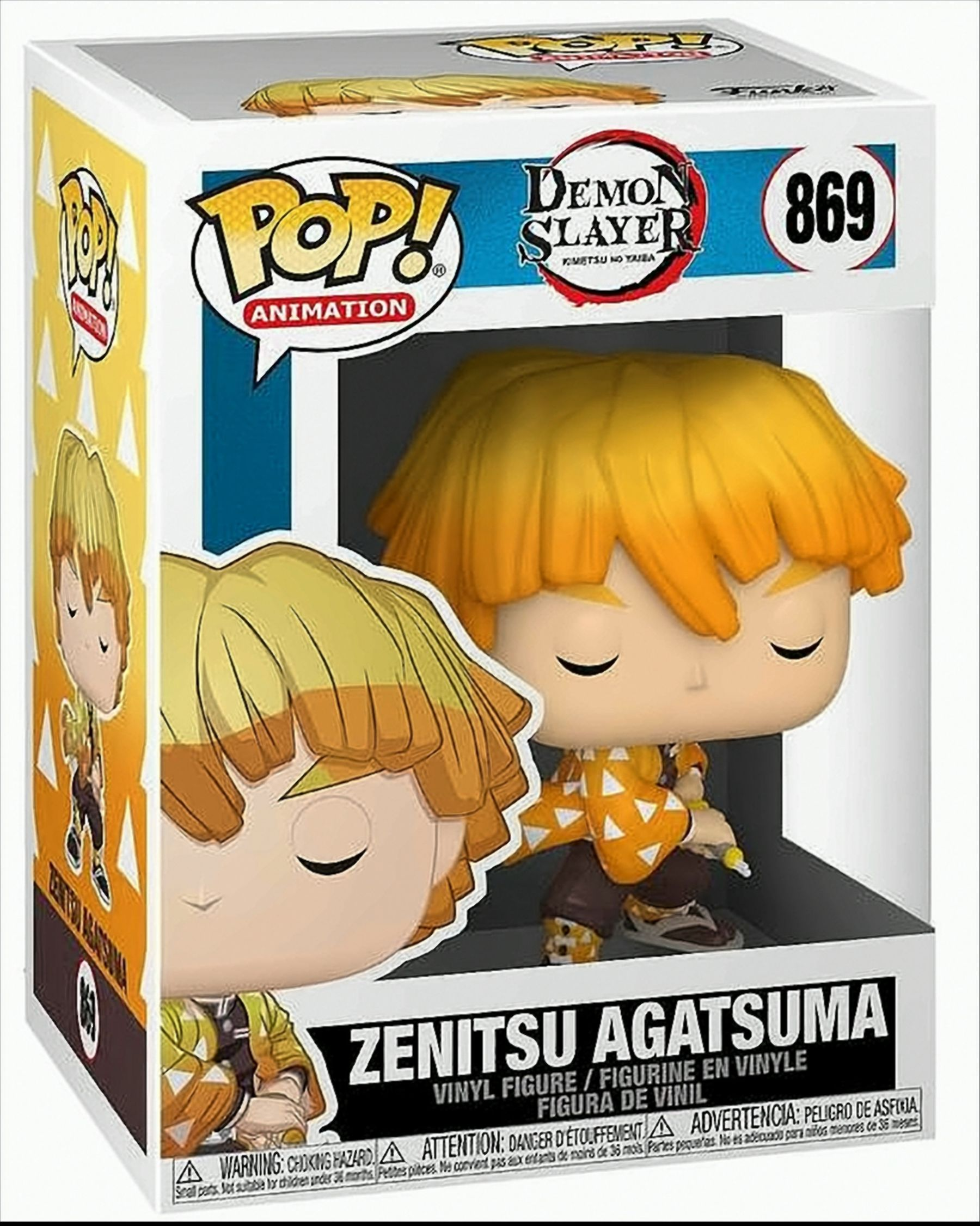 Figura Funko Pop! di Zenitsu Agatsuma da Demon Slayer, in una scatola.