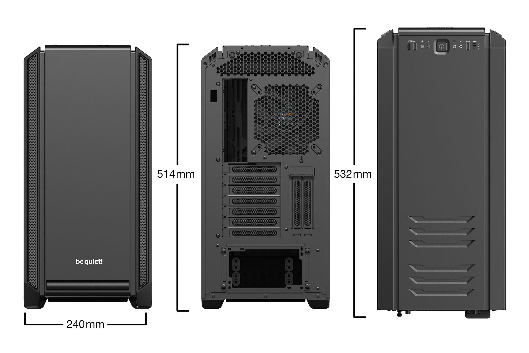 Silent BE Schwarz PC quiet Base Schwarz (Gehäuse, 601 be Gehäuse, QUIET! Big-Tower)