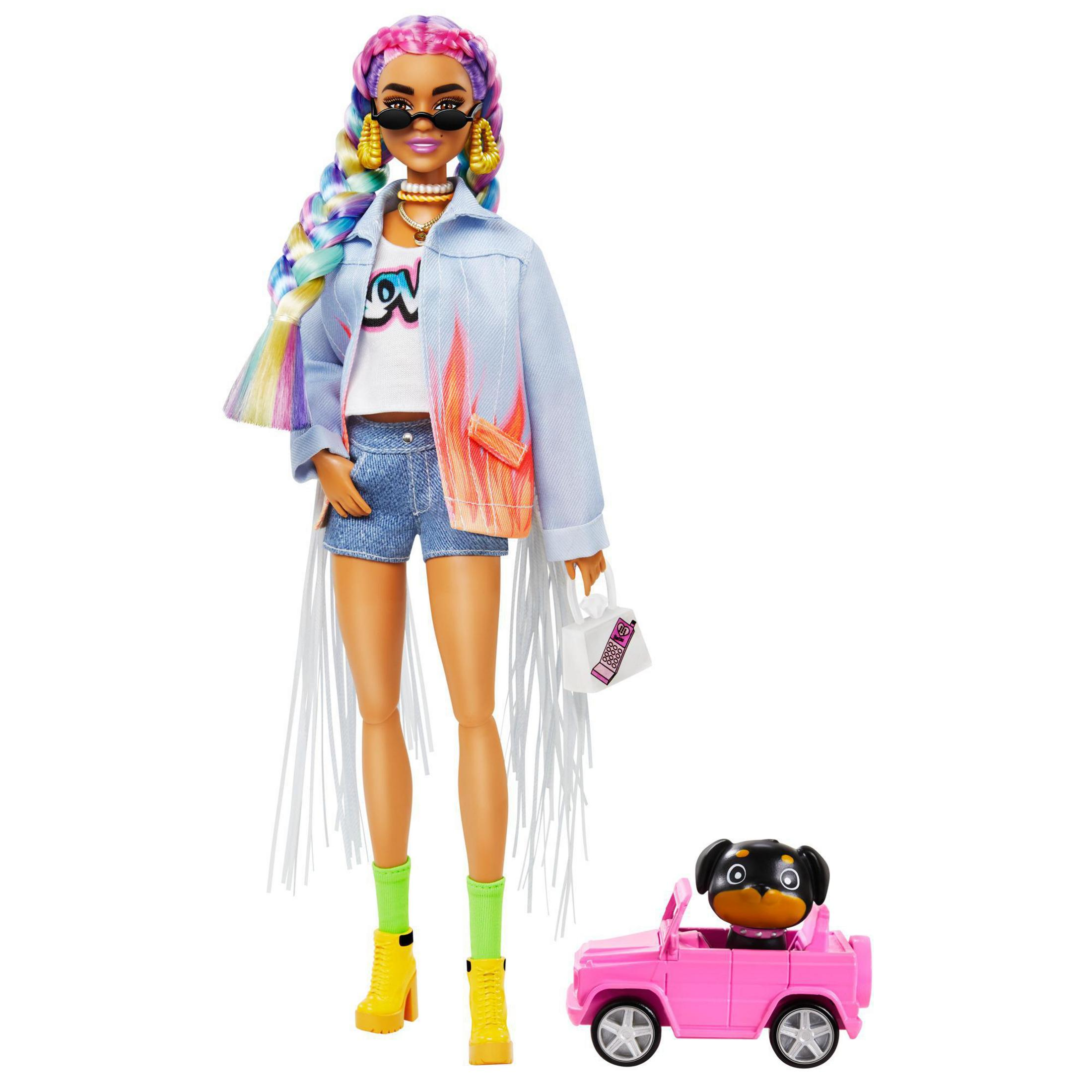 MATTEL Barbie Extra Trenzas Colores de con Puppe Mascota GRN29