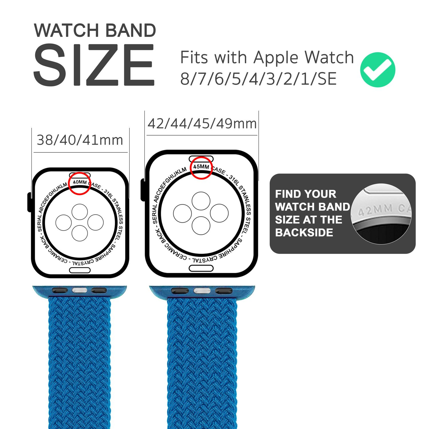 Geflochtenes Ersatzarmband, NALIA Watch Apple Smart-Watch Hellblau 42mm/44mm/45mm/49mm, Apple, Armband,