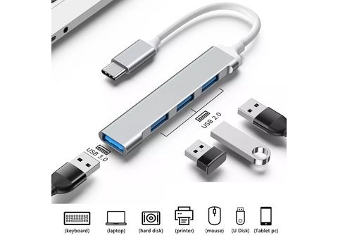 TRMK USB-C-Hub 4 in 1 Adapter USB Type C 3.0 für Mac Samsung Handy
