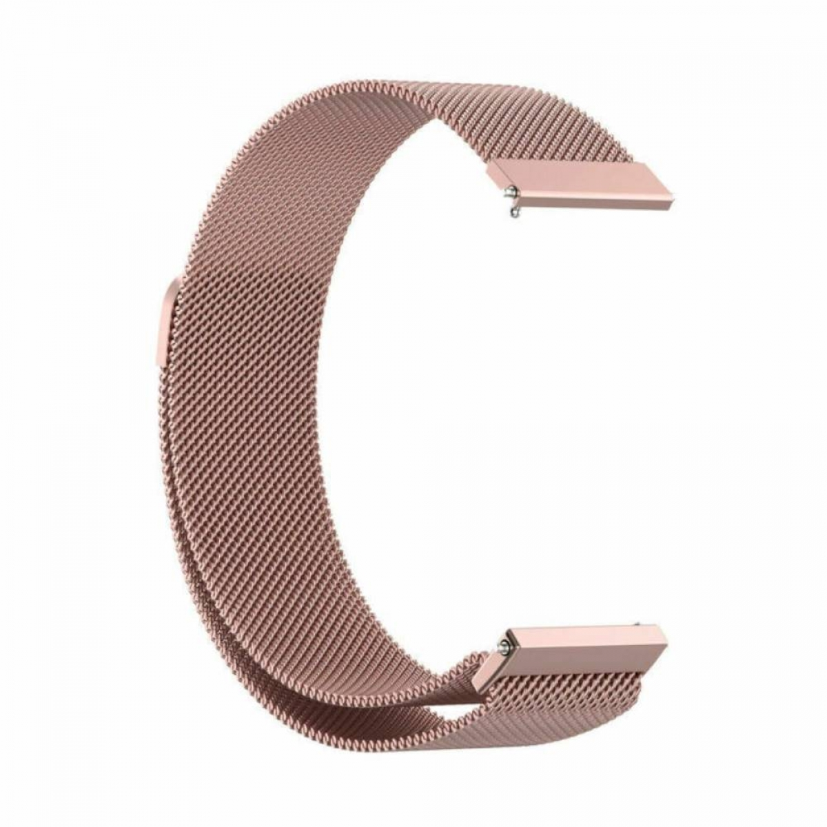 Roségoldenes Metall-Mesh-Uhrenarmband mit Verschlüssen. Einfaches, elegantes Design.