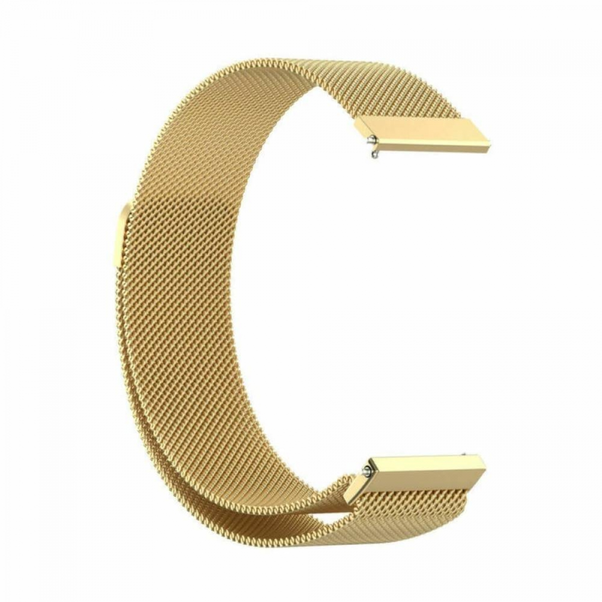 Goldenes Uhrenarmband. Mesh-Stil, metallisch. Zwei Metallverschlüsse.